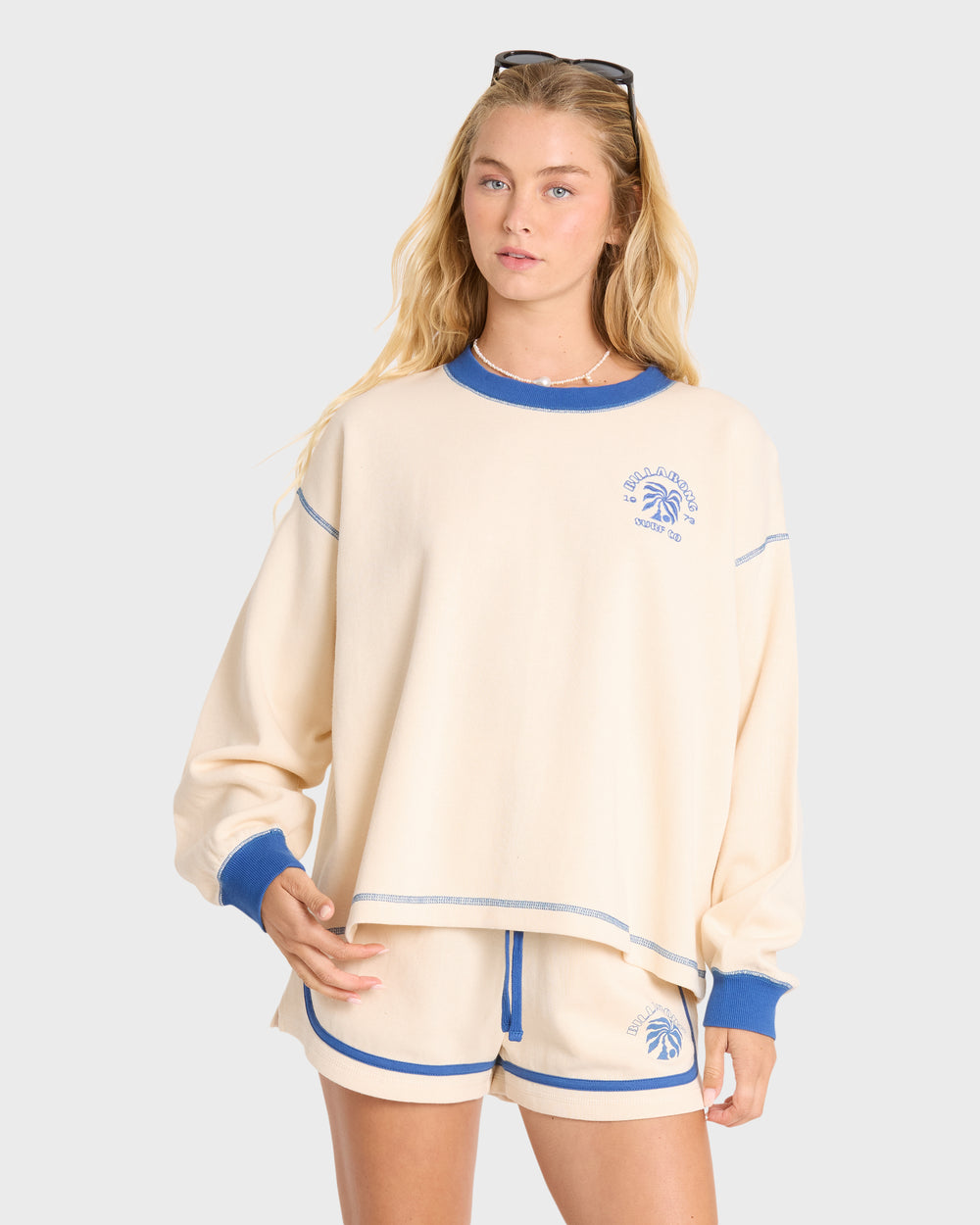 BL000253W_WCP_OM-F.jpg Back To It Fleece Shorts - White Cap - Image 1