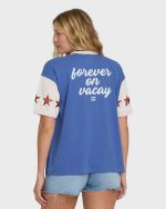 Tropics Co Ringer Short Sleeve Knit T-Shirt - Dutch Blue - Image 2