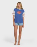 Tropics Co Ringer Short Sleeve Knit T-Shirt - Dutch Blue - Image 4