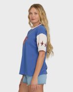 Tropics Co Ringer Short Sleeve Knit T-Shirt - Dutch Blue - Image 3