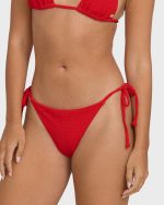 Rising Tide Tie-Side Tanga Bikini Bottoms - Fiesta Red - Image 5
