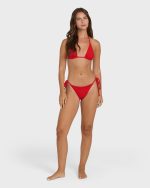 Rising Tide Tie-Side Tanga Bikini Bottoms - Fiesta Red - Image 4