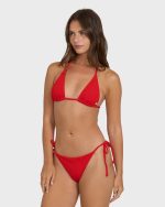 Rising Tide Tie-Side Tanga Bikini Bottoms - Fiesta Red - Image 3