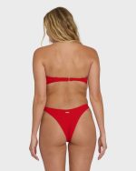 Rising Tide V Bandeau Bikini Top - Fiesta Red - Image 2