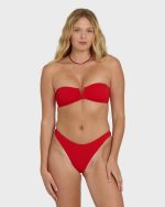 Rising Tide V Bandeau Bikini Top - Fiesta Red