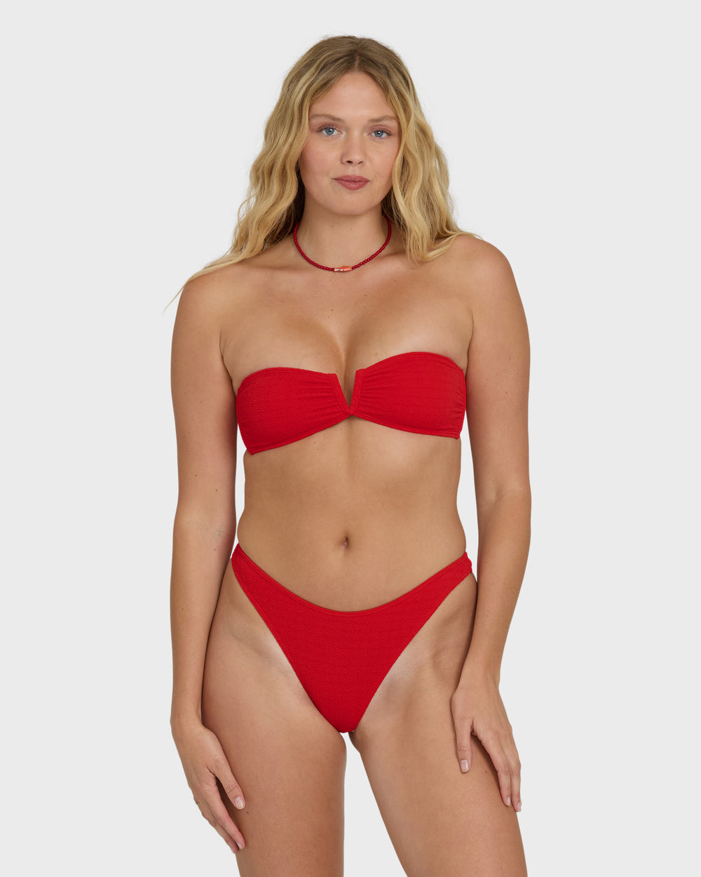 BL000374_FTR_OM-F.jpg Rising Tide V Bandeau Bikini Top - Fiesta Red - Image 1
