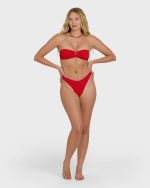 Rising Tide V Bandeau Bikini Top - Fiesta Red - Image 4