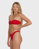 Rising Tide V Bandeau Bikini Top - Fiesta Red - Image 3
