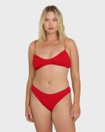 Rising Tide Ruched V Bralette Bikini Top - Fiesta Red - Image 6