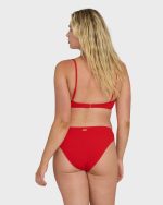 Rising Tide Ruched V Bralette Bikini Top - Fiesta Red - Image 7