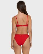 Rising Tide Ruched V Bralette Bikini Top - Fiesta Red - Image 2