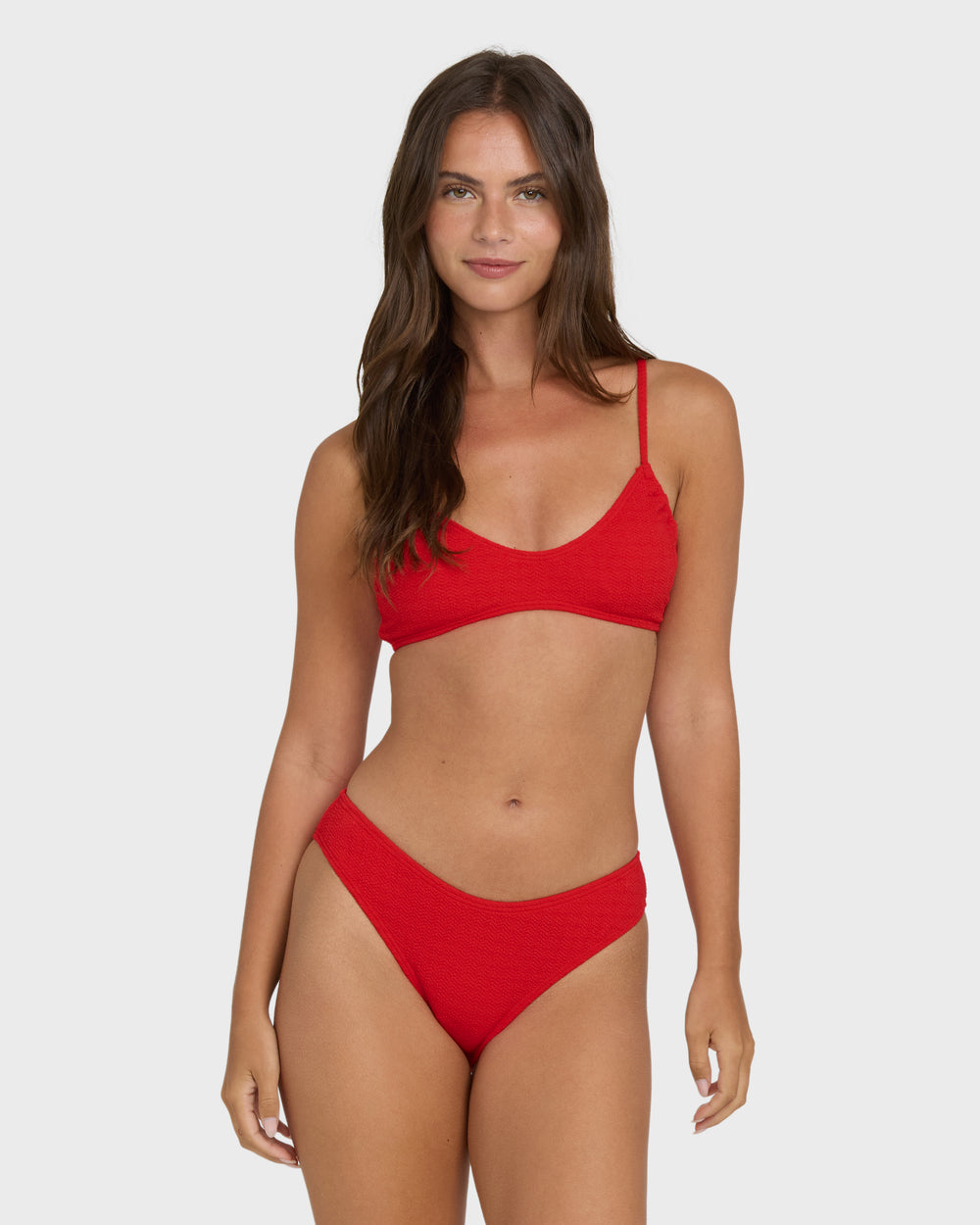 BL000376W_FTR_OM-F.jpg Rising Tide Ruched V Bralette Bikini Top - Fiesta Red - Image 1