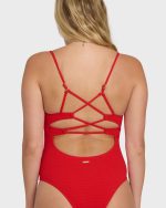 Rising Tide Strappy One Piece Swimsuit - Fiesta Red - Image 5