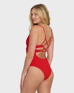 Rising Tide Strappy One Piece Swimsuit - Fiesta Red - Image 6
