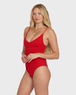 Rising Tide Strappy One Piece Swimsuit - Fiesta Red - Image 3