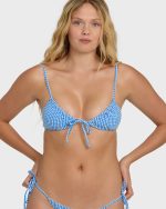 Mini Wave Check Cara Bralette Bikini Top - True Blue - Image 5
