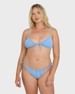 Mini Wave Check Cara Bralette Bikini Top - True Blue - Image 6