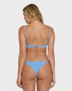 Mini Wave Check Cara Bralette Bikini Top - True Blue - Image 2