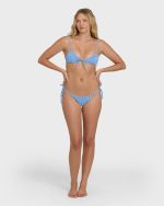 Mini Wave Check Cara Bralette Bikini Top - True Blue - Image 4