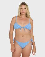 Mini Wave Check Tie-Side Tanga Bikini Bottoms - True Blue - Image 7