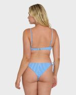 Mini Wave Check Tie-Side Tanga Bikini Bottoms - True Blue - Image 8