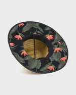 Tides Print Straw Lifeguard Hat - Jet Black - Image 3