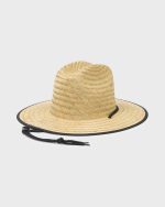 Tides Print Straw Lifeguard Hat - Jet Black - Image 2