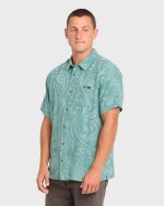 Sundays Jacquard Short Sleeve Woven Shirt - Blue Surf - Image 4