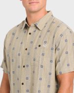 Sundays Jacquard Short Sleeve Woven Shirt - Pale Khaki - Image 5