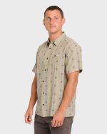 Sundays Jacquard Short Sleeve Woven Shirt - Pale Khaki - Image 4