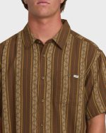 Sundays Jacquard Short Sleeve Woven Shirt - Vintage Khaki - Image 6