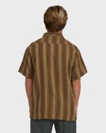 Sundays Jacquard Short Sleeve Woven Shirt - Vintage Khaki - Image 3