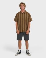 Sundays Jacquard Short Sleeve Woven Shirt - Vintage Khaki - Image 5