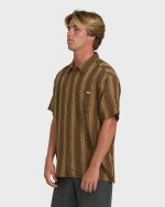 Sundays Jacquard Short Sleeve Woven Shirt - Vintage Khaki - Image 4