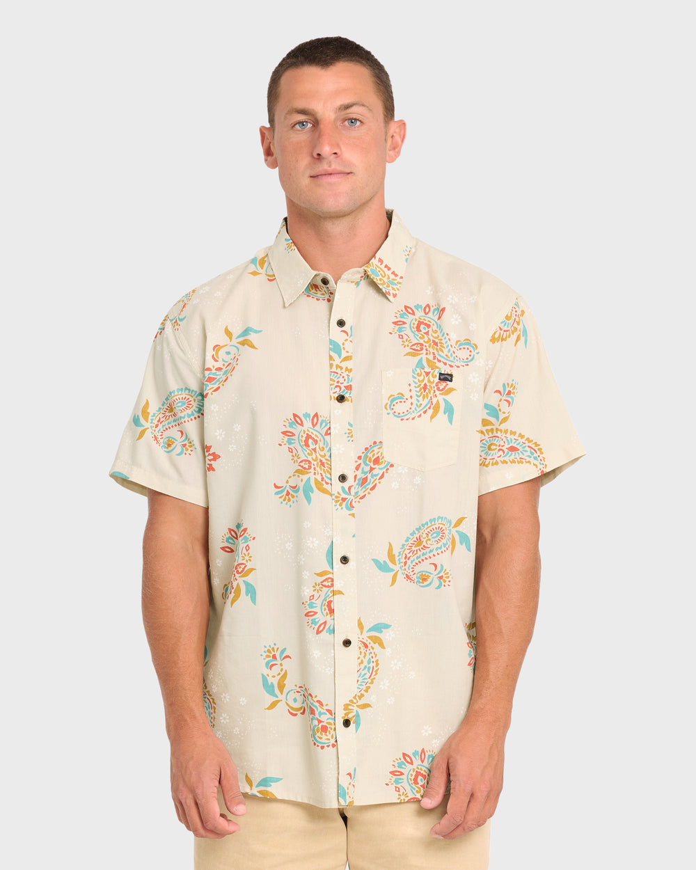 BL000490M_OAT1_OM-F.jpg Sundays Short Sleeve Woven Shirt - Oatmeal - Image 1