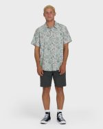 Sundays Lounge Short Sleeve Woven Shirt - Mist Green - Image 4