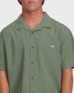 Victoria Vacay Short Sleeve Woven Shirt - Granite Green - Image 5