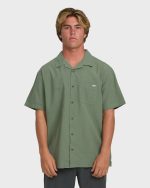 Victoria Vacay Short Sleeve Woven Shirt - Granite Green