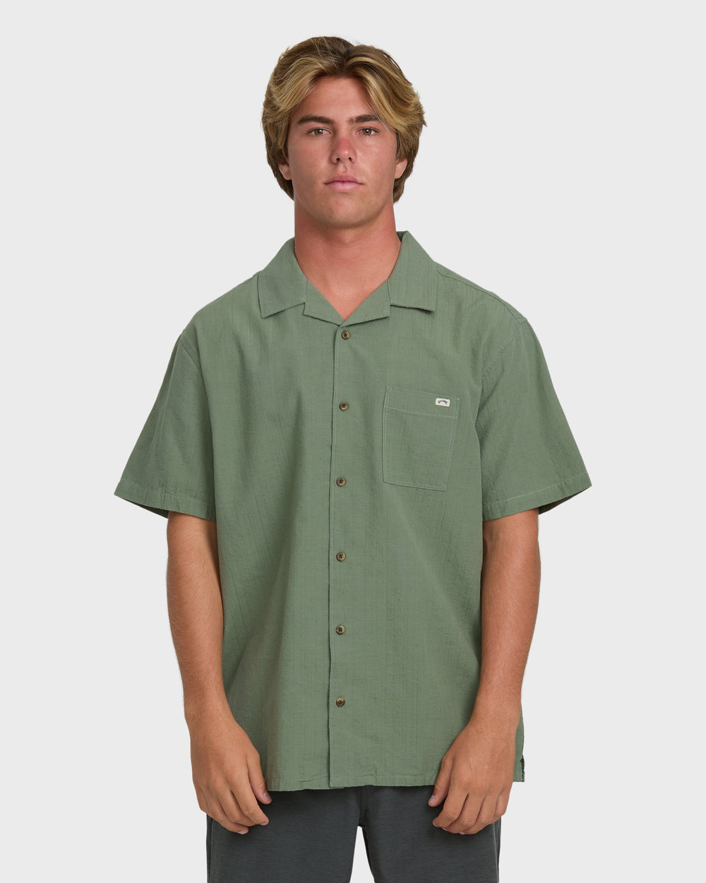 BL000493M_GGN_OM-F.jpg Victoria Vacay Short Sleeve Woven Shirt - Granite Green - Image 1