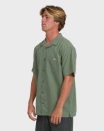 Victoria Vacay Short Sleeve Woven Shirt - Granite Green - Image 3