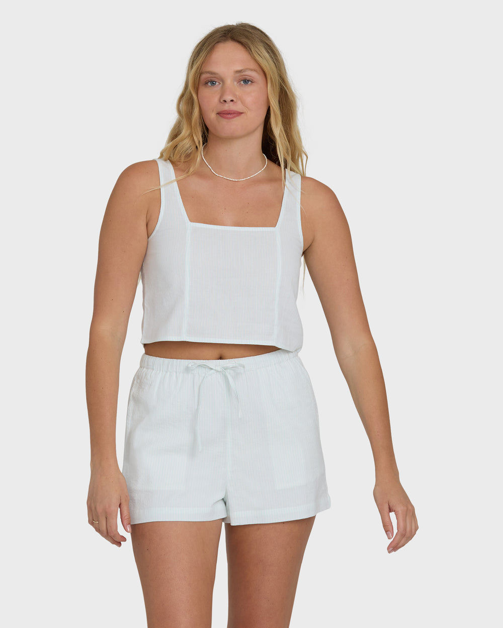 BL000497W_CWR_OM-F.jpg Wanderer Seersucker Stripe Woven Shorts - Clearwater - Image 1