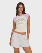 Wanderer Lilac Stripe Woven Shorts - Vintage Violet - Image 4