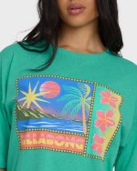 Summer Heat Short Sleeve Knit Graphic T-Shirt - Green Tropics - Image 5