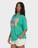 Summer Heat Short Sleeve Knit Graphic T-Shirt - Green Tropics - Image 3