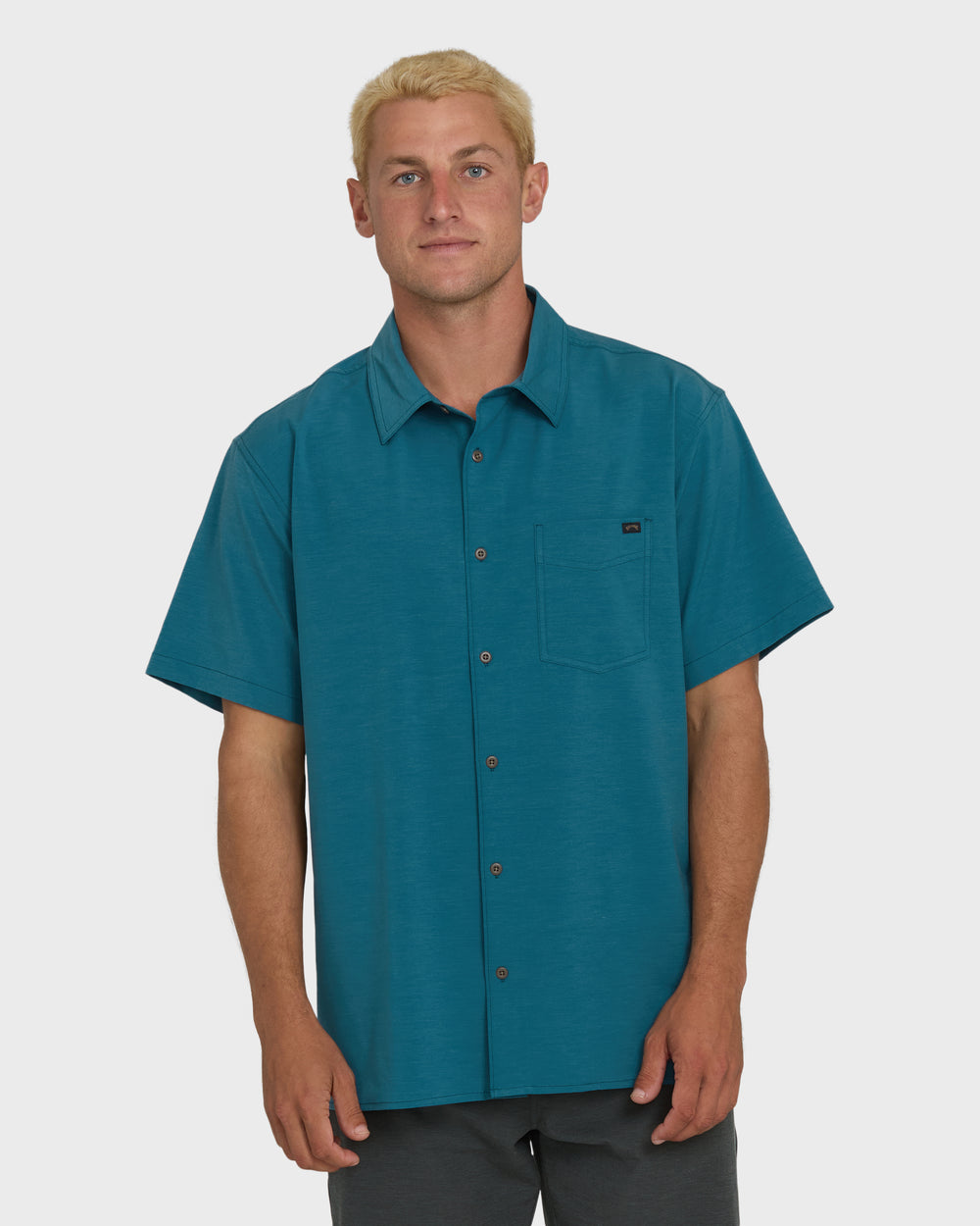 BL000541M_TPT_OM-F.jpg A/Div Surftrek Transit Short Sleeve Woven Shirt - Tropical Teal - Image 1