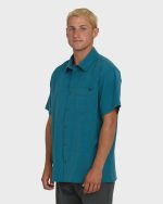A/Div Surftrek Transit Short Sleeve Woven Shirt - Tropical Teal - Image 3