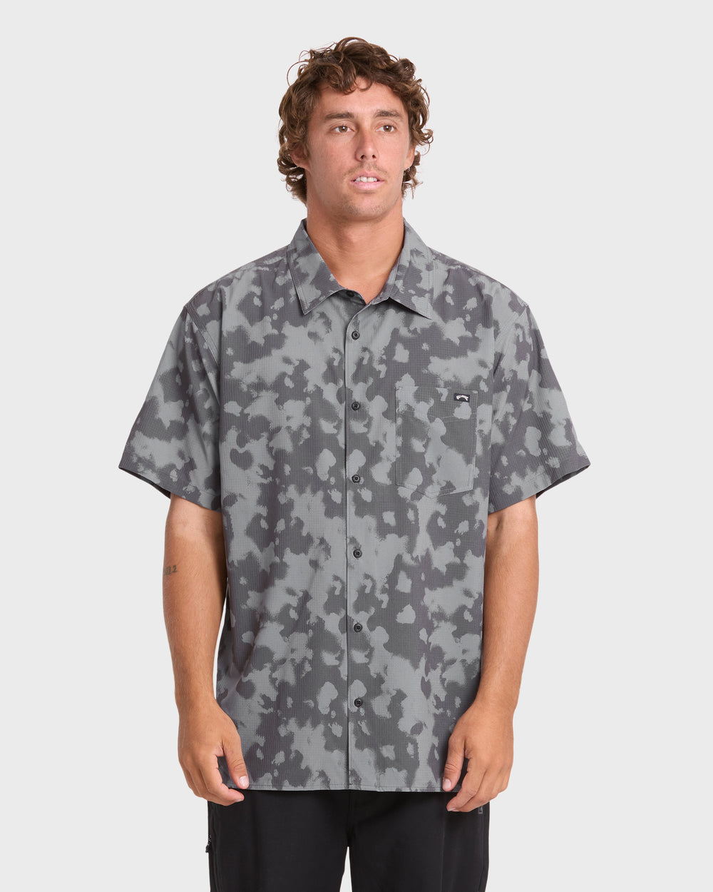BL000542M_BLK_OM-F.jpg Adventure Division Surftrek Perforated Short Sleeve Woven Shirt - Black - Image 1