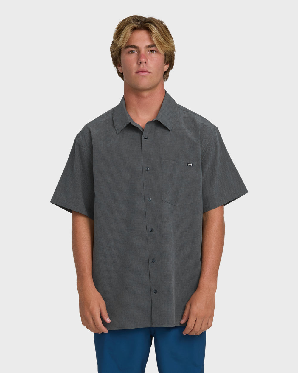 BL000542M_CBN_OM-F.jpg A/Div Surftrek Perforated Short Sleeve Woven Shirt - Carbon - Image 1
