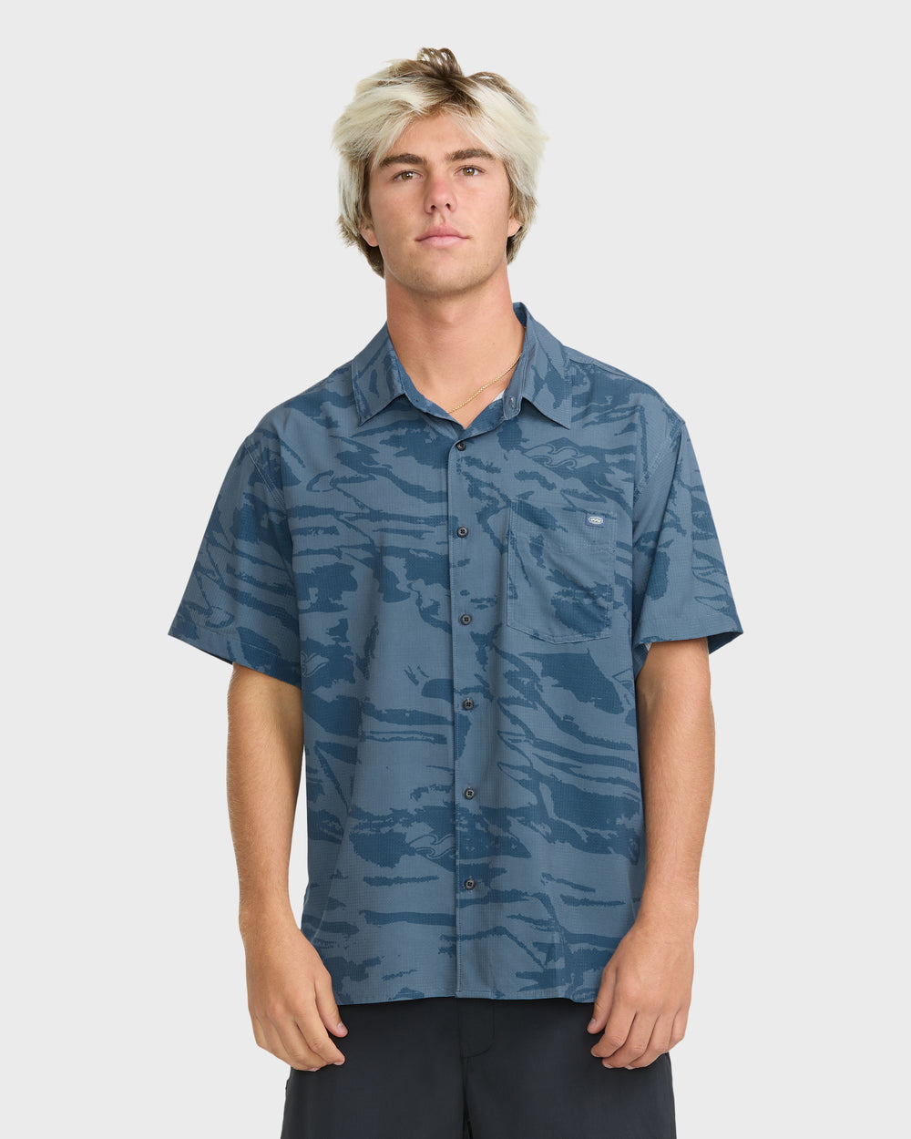 BL000542M_CHN_OM-F.jpg Adventure Division Surftrek Perforated Short Sleeve Woven Shirt - China Blue - Image 1