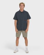Garage Sandon Jacquard Short Sleeve Woven Shirt - True Navy - Image 4
